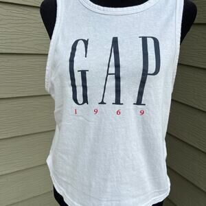 Gap Tank top, white, scoop neck with GAP logo on front, women's size XS